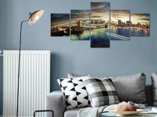 Brooklyn Bridge Sunset View 5 PCS Modern New York Landscape Art