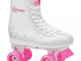 Roller Derby Girls’ Roller Star 350 Quad Skates – White/Pink 1