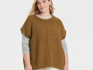 Women’s Plus Size Crewneck Extended Shoulder Sweater Vest – …