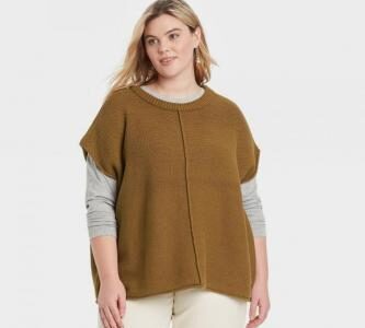 Women’s Plus Size Crewneck Extended Shoulder Sweater Vest – …