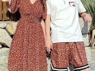 Couple Matching Short-Sleeve Dress / T-Shirt / Shorts