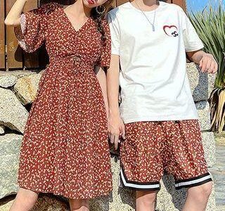 Couple Matching Short-Sleeve Dress / T-Shirt / Shorts