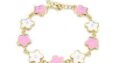 Elegant Fashion Pink Flower Bracelet Golden