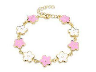 Elegant Fashion Pink Flower Bracelet Golden