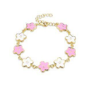 Elegant Fashion Pink Flower Bracelet Golden