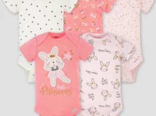 Gerber Baby Girls’ 5pk Ballerina Short Sleeve Onesies