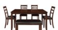 6-Piece Brown Dining Set with 4 Ladder Chairs and Bench