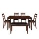 6-Piece Brown Dining Set with 4 Ladder Chairs and Bench