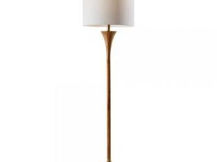 Rebecca Floor Lamp Natural Rubberwood with Antique