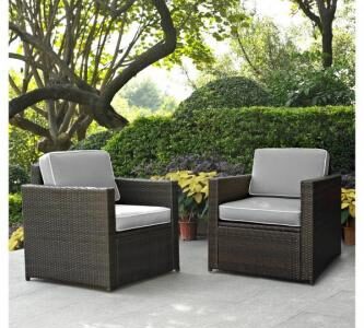 Palm Harbor 2pc Outdoor Wicker Seating Set with Gray