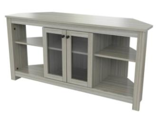 Corner TV Stand for TVs up to 50″ with Glass Doors Vibrant For Sale