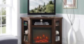 Glass Door Electric Fireplace Corner TV Stand For Sale