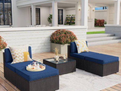 5pc Patio Rattan Sectional Set For Sale