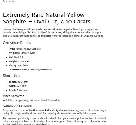 Extremely Rare Natural Yellow Sapphire